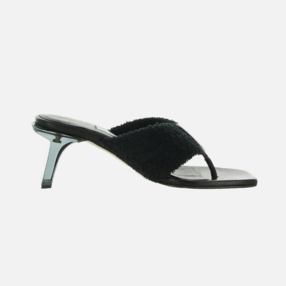 Miista Carissa French Terry Clear Heel Sandals in Black
